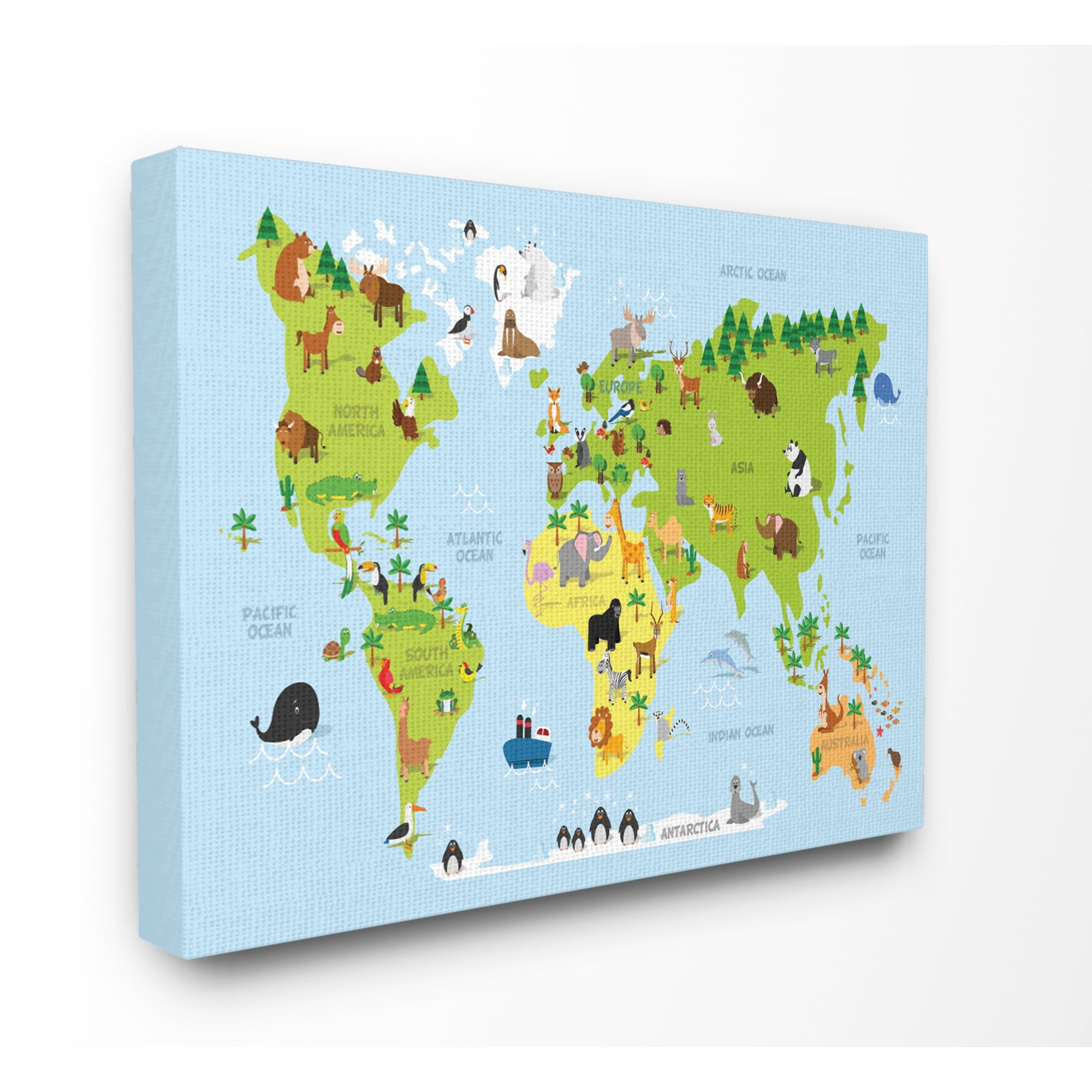 the kids room by stupell world map cartoon and colorful xxl stretched canvas wall art 30 x 1 5 x 40 walmart com