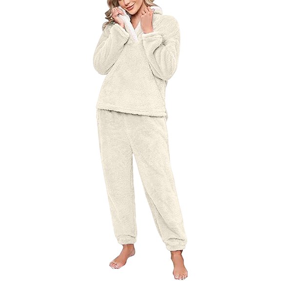 Uqiangy Plus Size Pjs for Women 3x 2 Piece Sets for Women Long Sleeve Pajamas Travel Outfits for Women Two Piece Fall Set Long Sleeve Pajamas for Women Beige L