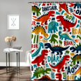 thumbnail image 2 of Orinice Dinosaur ROAR Colorful Bathroom Decor Set with Hooks - Luxurious Graphic Print Polyester Fabric Fashion Shower Curtain Set for Bathroom 69x72, 2 of 7