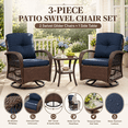 thumbnail image 2 of 3-Piece Outdoor Swivel Rocking Chairs Set, Weather-Resistant Patio Furniture for Porch Backyard Poolside, with Coffee Table & Thick Cushions, Easy Assembly, Wicker 360° Swivel Rocker Bistro Set, 2 of 9