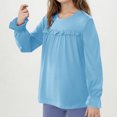thumbnail image 6 of Girls Oversized Long Sleeve Shirts Kids Fashion Crewneck Tunic Tops Tees 5-13 Years Light Blue 5-6 Years, 6 of 7