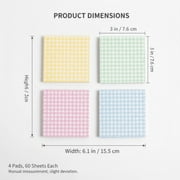 Aixiny 3x3 Multicolor Sticky Notes - 4 Pads, 60 Sheets, Strong Adhesive