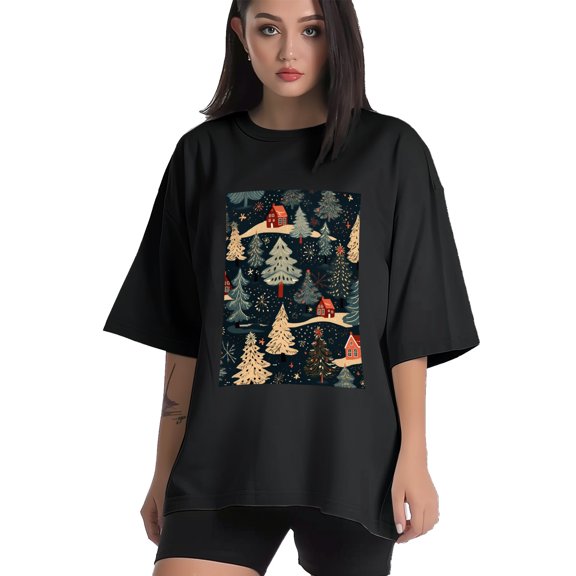 Plus Size Shirt for Women Black Tops for Women Short Sleeves Shirt for Women Trees 4 T Shirt Crewneck Shirt for Women XS