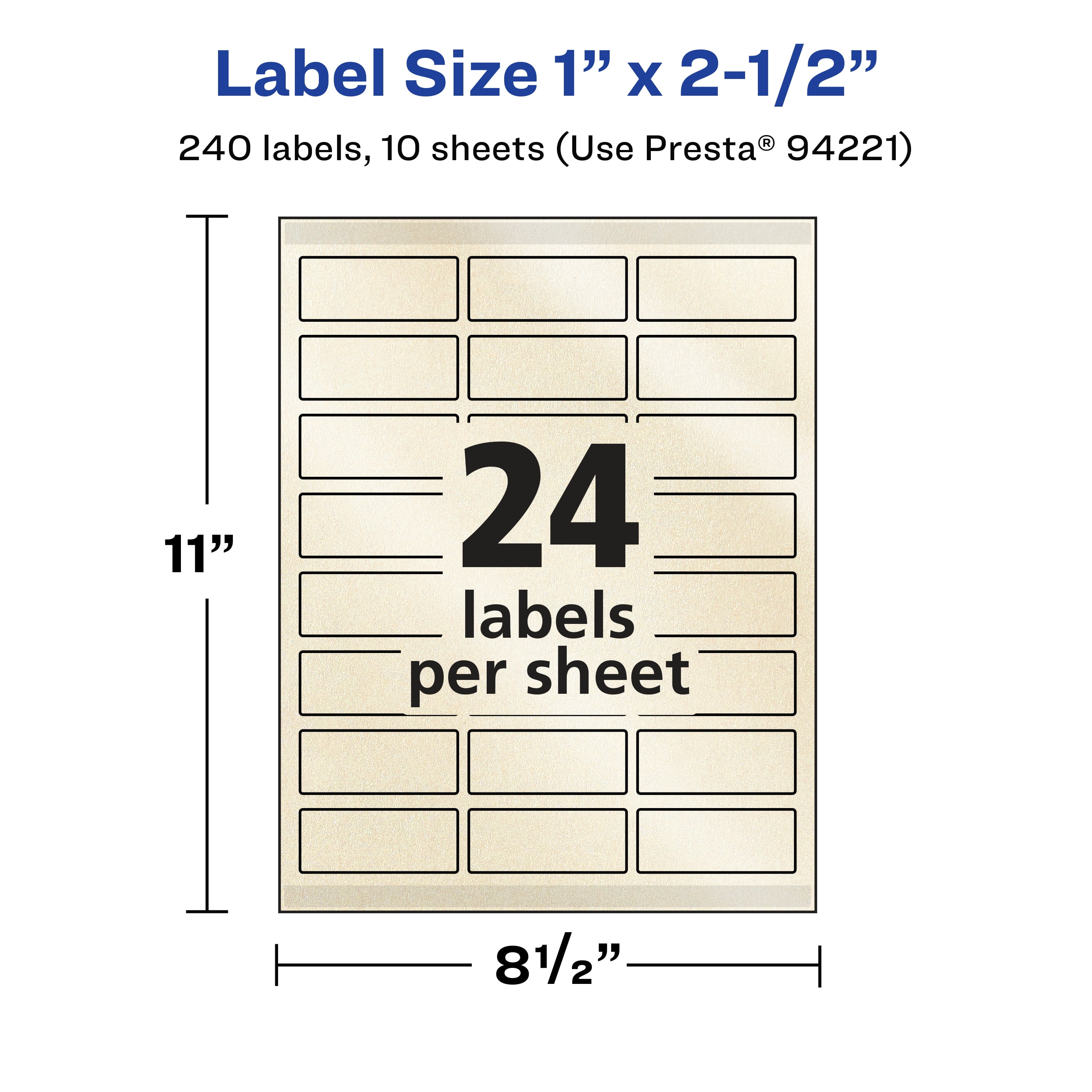 Avery Pearlized Ivory Rectangle Labels, 1" x 2.5", 240ct