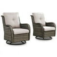 thumbnail image 3 of Patiobula Outdoor Patio Swivel Glider Chair Set of 2,All-Weather Rattan Swivel Rocking Lounge Chair with Removable Cushions for Patio Porch Pool,Gray/Beige, 3 of 11
