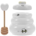 thumbnail image 2 of Miangastore Honey Pot with Dipper Stick Ceramic with Lid Bee Container for Kitchen, 2 of 9