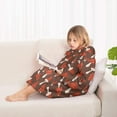 thumbnail image 4 of Red Mushroom White Brown Pattern Blanket Hoodies for Kids 6-13YR Oversize Wearable Blanket Hoodies for Boys Girls Teens, 4 of 7