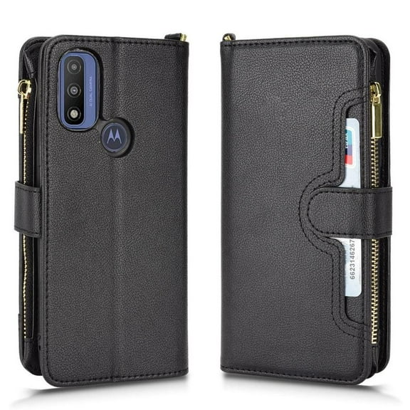 Case For Motorola MOTO G Pure Zipper Wallet Leather Cover Card Holder Magnetic PU Leather Flip