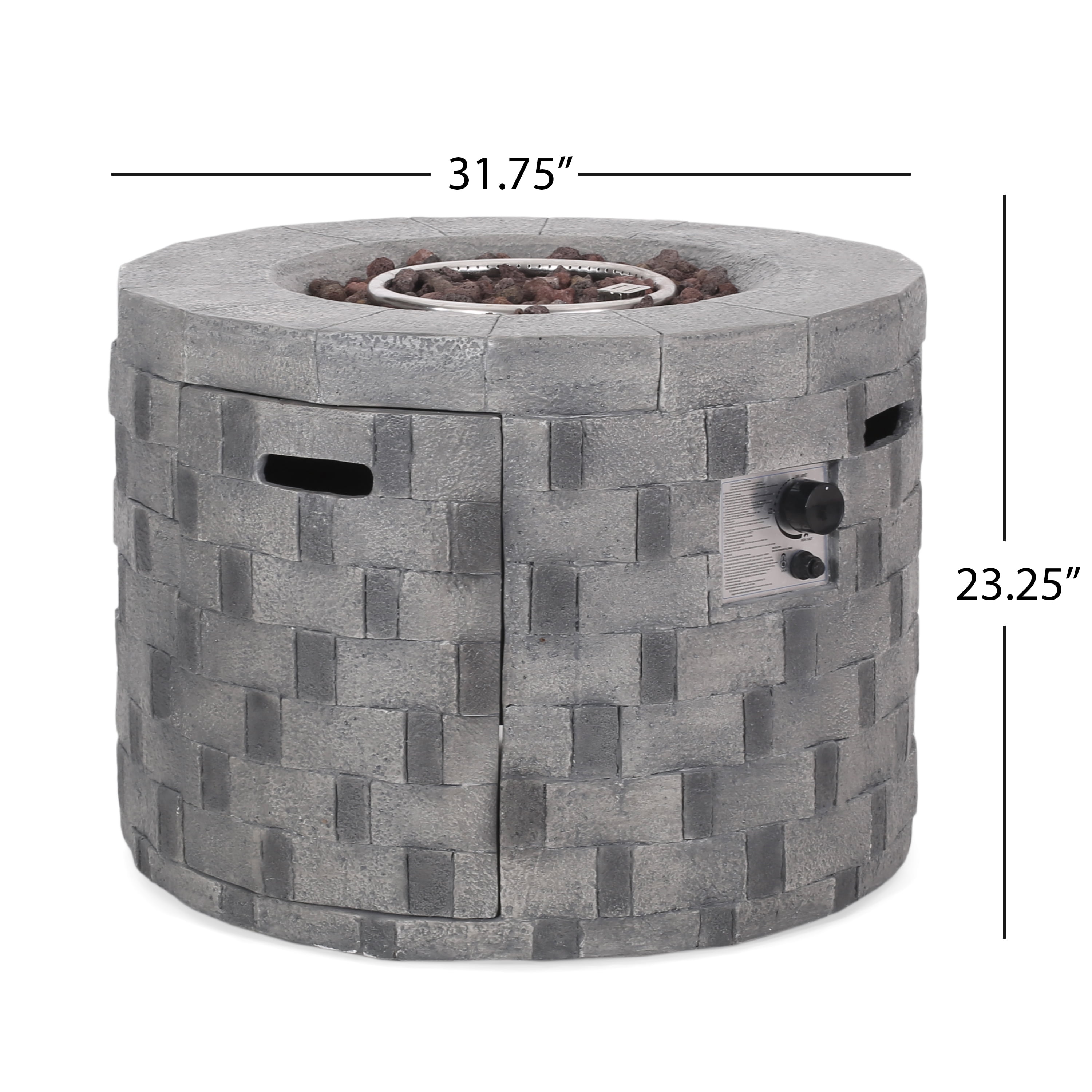 Mayer Grey Magnesium Oxide Square Gas Fire Pit Mayer Grey Magnesium Oxide Square Gas Fire Pit