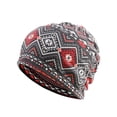 thumbnail image 4 of Jumpingount Slouchy Beanie Hat Estilo bohemio Pre-atado Hijab Turbante Ajustable Moda Hairband Accesorios Bonnet Black rhombus Type2 NO2, 4 of 6