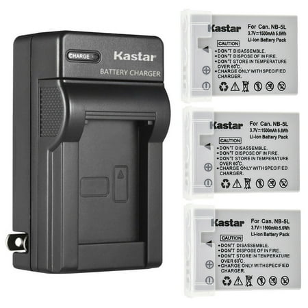 Kastar 3-Pack Battery and AC Wall Charger Replacement for Canon PowerShot SD850 IS PowerShot SD870 IS PowerShot SD880 IS PowerShot SD890 IS PowerShot SD900 IS PowerShot SD950 IS Cameras