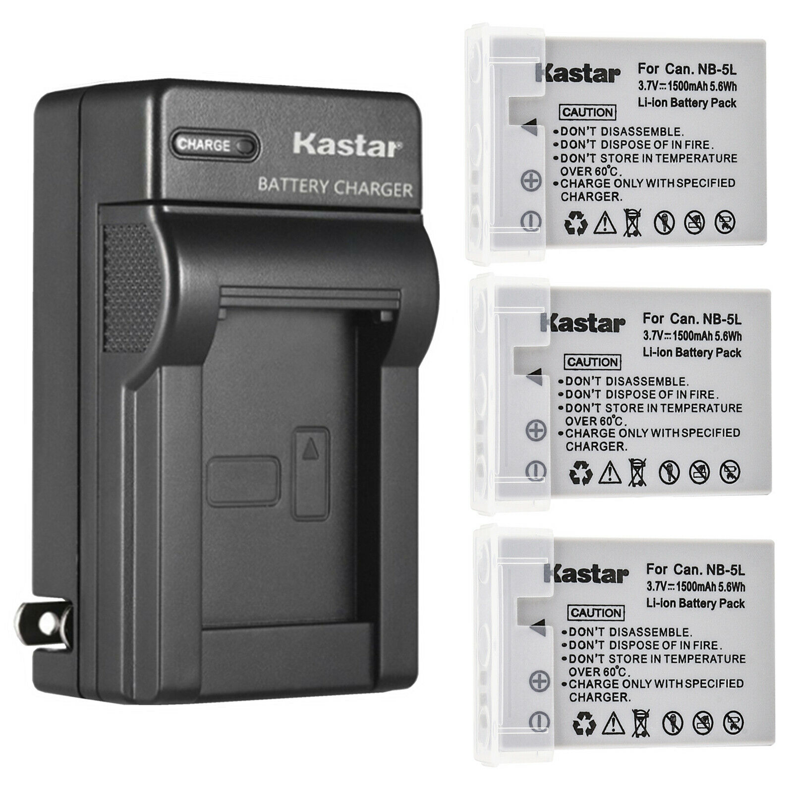 Kastar 3-Pack Battery and AC Wall Charger Replacement for Canon PowerShot SD850 IS, PowerShot SD870 IS, PowerShot SD880 IS, PowerShot SD890 IS, PowerShot SD900 IS, PowerShot SD950 IS Cameras - image 1 of 5