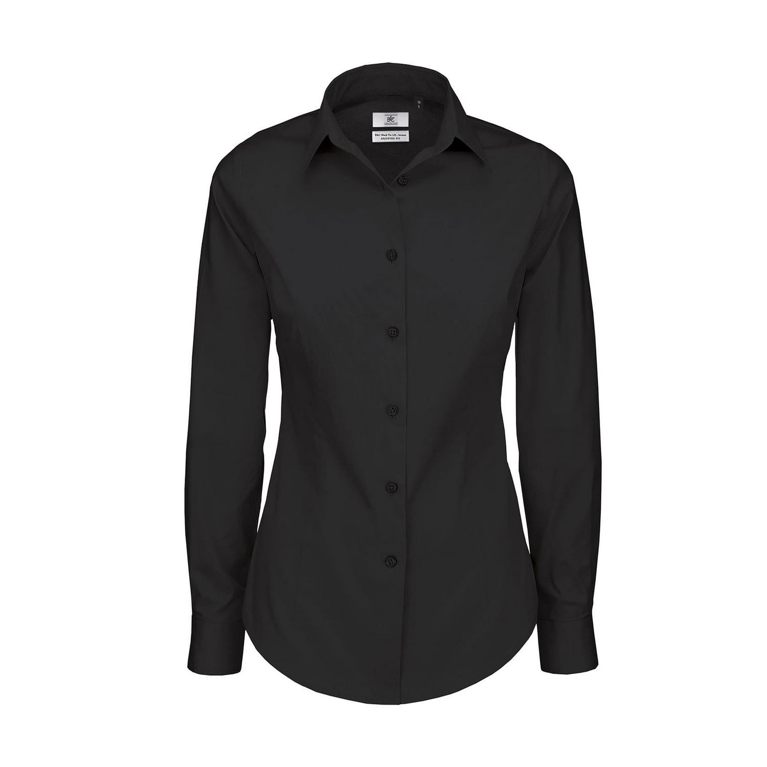 B&C Womens Black Tie Formal Long Sleeve Work Shirt