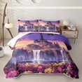 thumbnail image 2 of Homewish Dreamy Castle Quilt King for Girls, Rainbow Stars Floral King Coverlet Set, 3 Pieces 1 Bedspread and 2 Pillowcases, 2 of 7