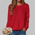 thumbnail image 4 of larppty Womens Sweatshirts Crewneck Basic Pullover Sweaters Fall Winter Cute Tops Teen Girls Clothes 2025 (Red, XL), 4 of 5