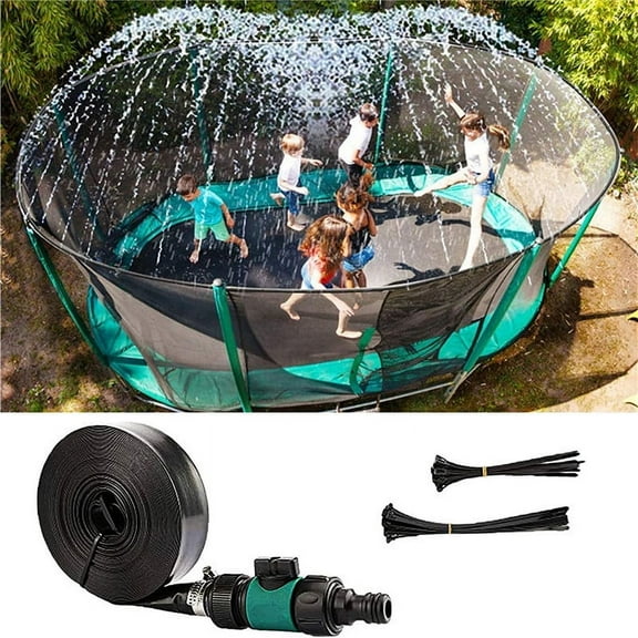 Trampoline Sprinkler for Kids, Outdoor Trampoline Water Park Play Sprinklers Toys,Trampoline Accessories (39 ft, Black)