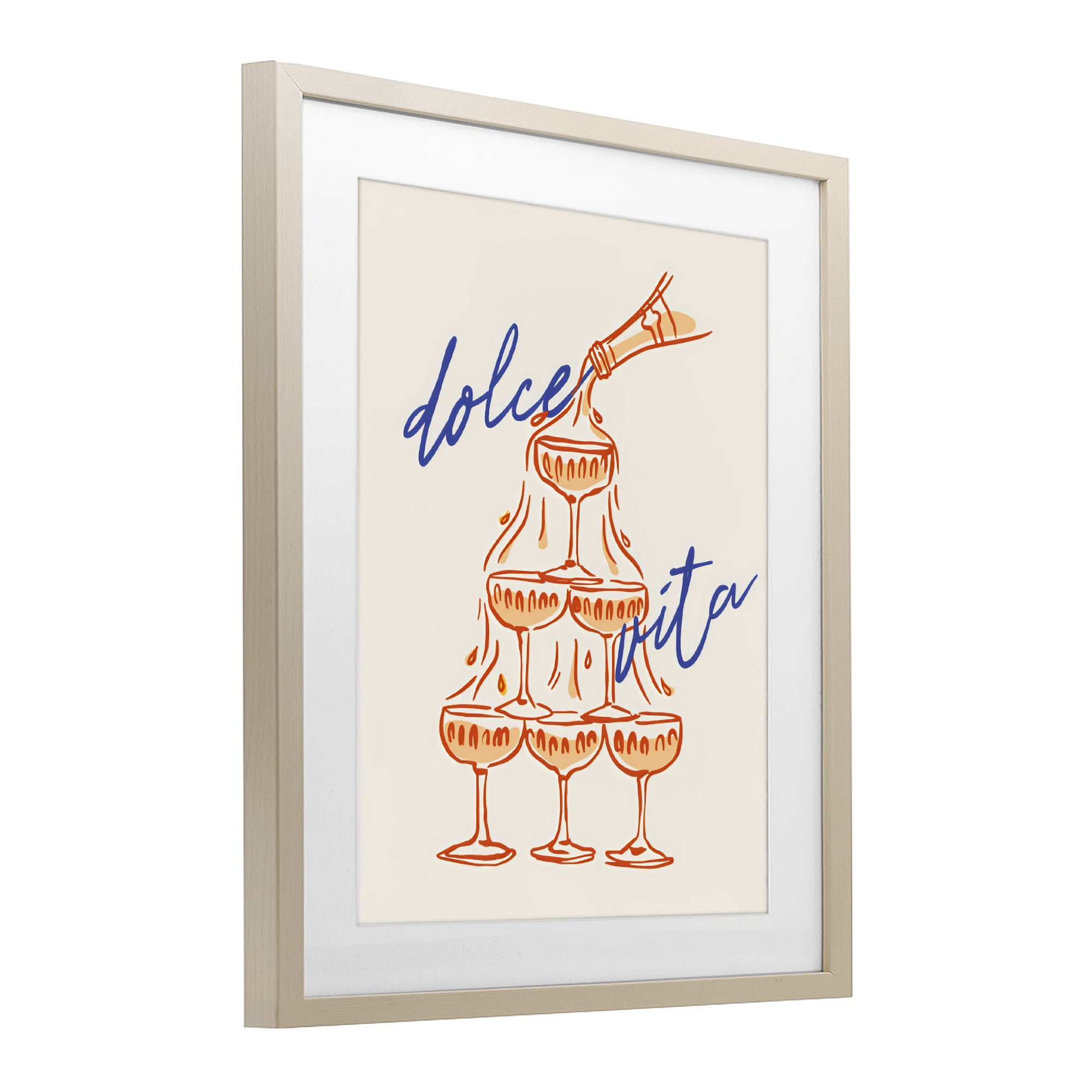 Stupell Industries Dolce Vita Champagne Tower Birch Framed Print Under Glass, design by The Prints Vibe