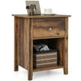 thumbnail image 1 of Costway Nightstand Bedside End Table with Drawer & Open Shelf Rustic Brown, 1 of 10