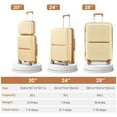 thumbnail image 4 of Luggage Sets 4 Piece, PP Hardside Suitcase Sets with TSA Lock 4 Spinner Wheels, 24" & 28" Expandable Travel Suitcase, 14/20/24/28, Apricot Cream, 4 of 9