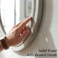 thumbnail image 2 of YAURA 30" Round Solid Wood Bathroom Vanity Mirror, Distressed Grey Beaded Wall Mirror, Rustic Farmhouse & Industrial Decor, Shatterproof, 2 of 6
