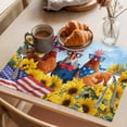 thumbnail image 3 of Independence Day Placemats Set of 8, U.S. Flag Themed Farm Rooster Sunflower Farmhouse Non-Slip Place Mats Washable Table Mats for Kitchen Dining Table Decorations Indoor/Outdoor, 3 of 9