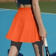thumbnail image 4 of WTOBBY Women's High Waist Athletic Skirt Solid Color Short Skirt with Built-in Shorts Yoga Skirt Casual Pleated Tennis Skirt for Sports and Workout,Orange S, 4 of 5