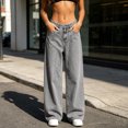 thumbnail image 5 of UKHCCC Straight Leg Jeans for Women High Waist Wide Elastic Denim with Pockets Loose Fit Pants Casual Everyday Stretchy Cotton Retro Baggy Trousers XS-L, 5 of 7