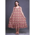 thumbnail image 4 of Bimba Dark Rose Brown3 Leaves Monstera Mid Calf Nightwear Ladies Cotton Printed Sleeveless Night Gown Maxi Dress X-Small, 4 of 6