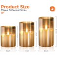 thumbnail image 5 of Velas LED de vidrio sin llama con pilas con control remoto y temporizador, velas de cera real, color cálido y parpadeante para decoración de bodas (paquete de 3) -Oro, 5 of 5