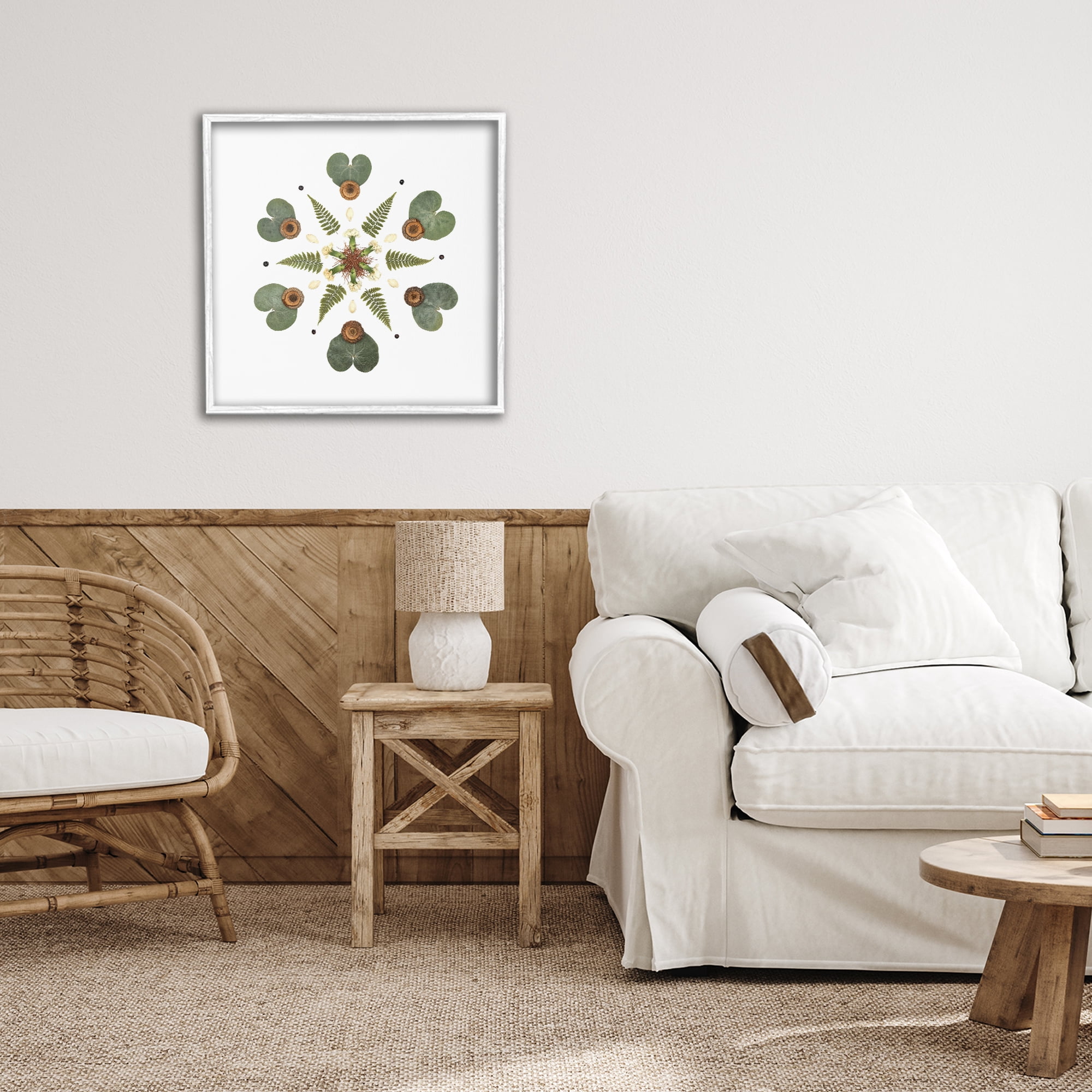 Stupell Industries Lily Pad & Fern Mandala White Framed Giclee Art, design by Beth Adoette