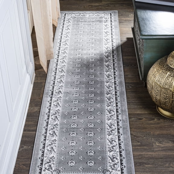 JONATHAN Y MODERN PERSIAN 2 x 8 Runner Rug, Acanthus French Border - Gray/Cream, MDP504D-28