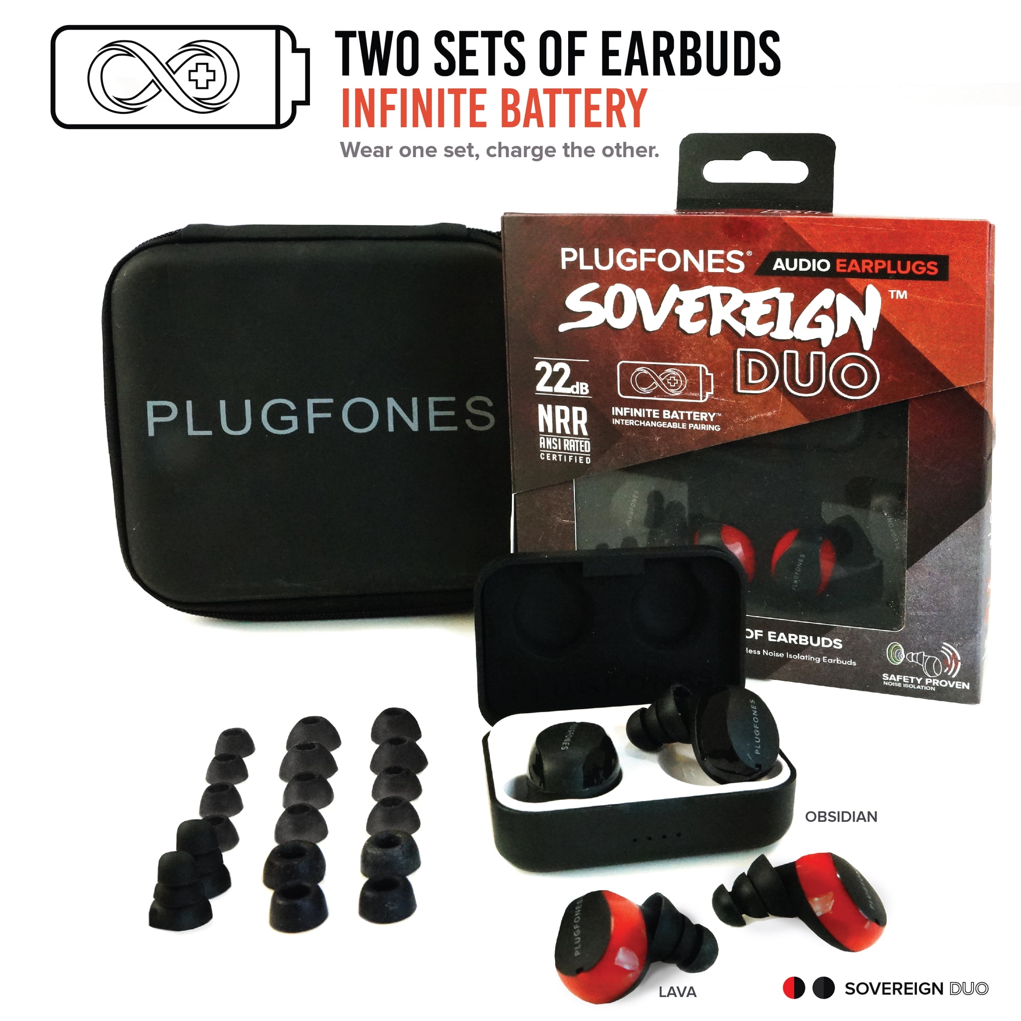 Plugfones Sovereign Duo Wireless Bluetooth Headphones + Earplugs Earphones/ Headphones True Wireless Technology