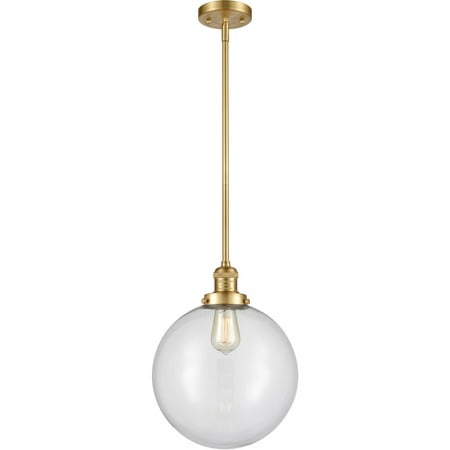 

Satin Gold Tone Mini Pendants 12 Wide Clear Glass Steel/Cast Brass/Glass Medium Base LED 1 Light Fixture