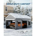 thumbnail image 2 of 10x20 Heavy Duty Carport Canopy with Waterproof Tarp, Roll-Up Windows and Doors, Outdoor Portable Garage with Removable Sidewalls for Car, Boat, Truck, Motorcycle, 2 of 7