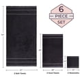 thumbnail image 3 of 6-Piece Quick Dry Bath Towels Set - 100% Cotton Towel Set for Bath, Gym, and Spa (Black), 3 of 9