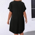 thumbnail image 3 of Women's Plus Size Loose Casual Fashion Ruffled Sleeve V-Neck Dress - Black XL, 3 of 4