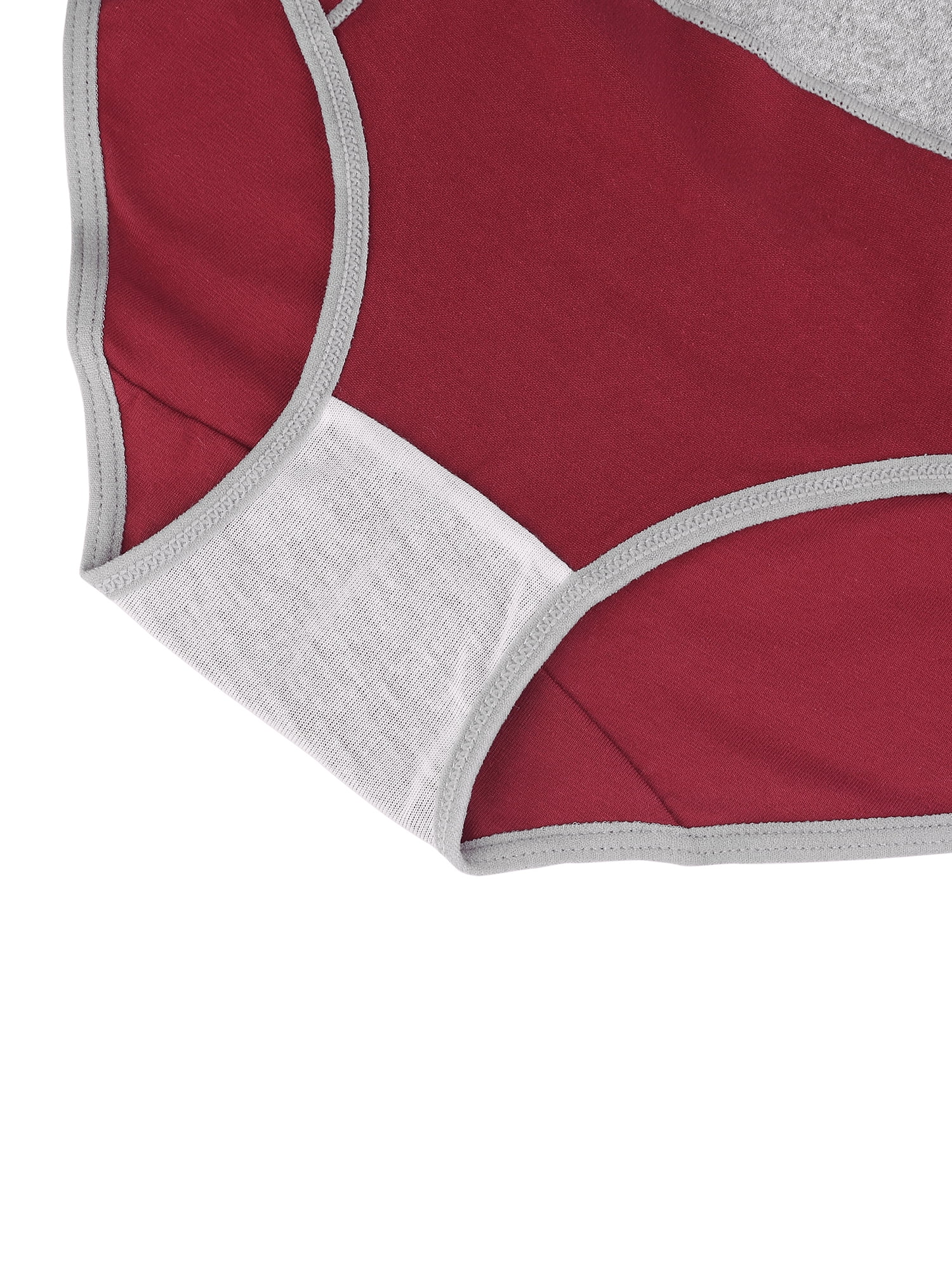 Unique Bargains Women's Plus Size 5 Packs Brief Stretchy Underwear Burgundy, Red Pink, Green, Yellow 1X