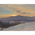 thumbnail image 2 of Frederic Edwin Church 14x12 Black Ornate Wood Framed Double Matted Museum Art Print Titled: Sunset Across the Hudson Valley, Winter (1870-80), 2 of 5