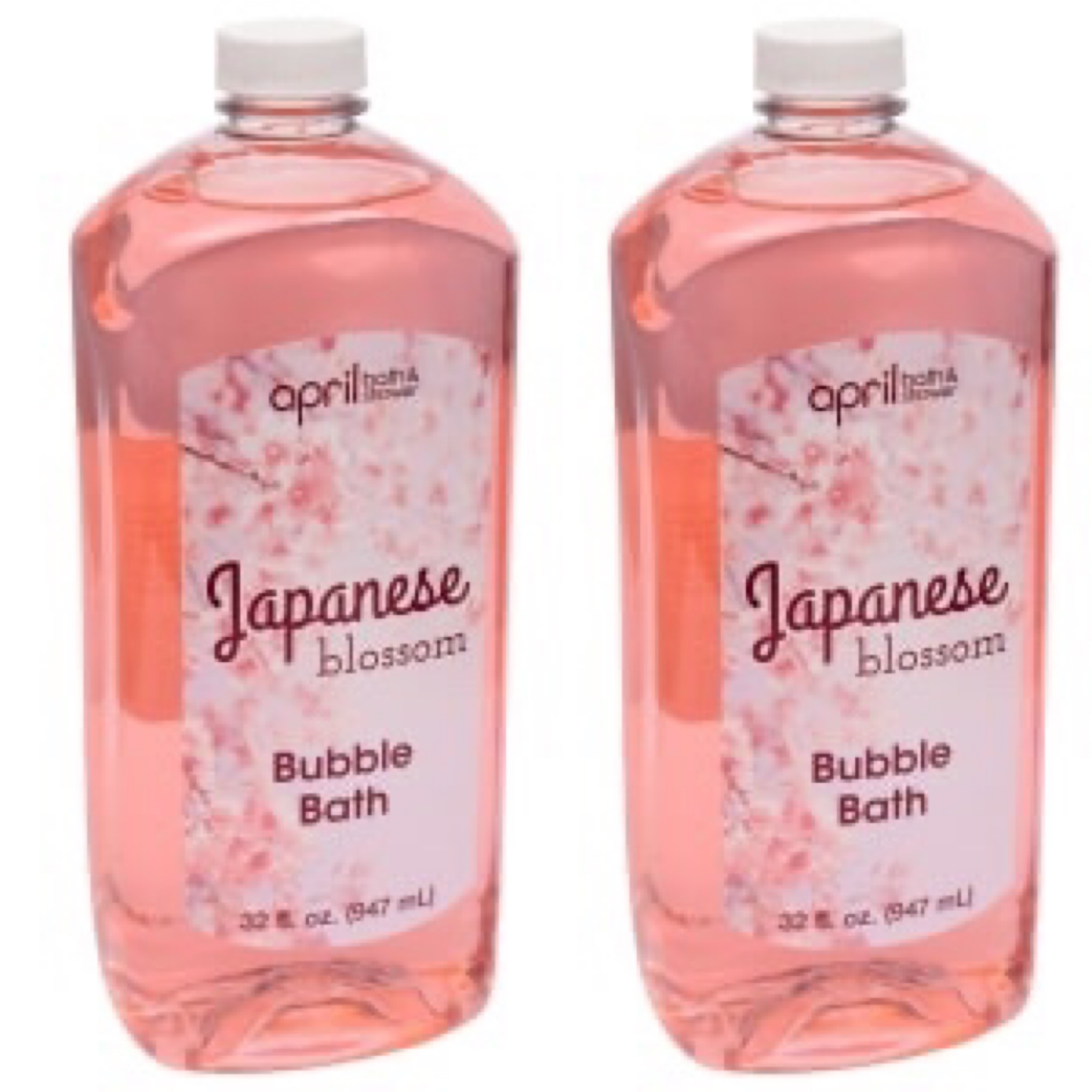 2 Packs April Bath & Shower Japanese Blossom Bubble Bath Refills, 32fl