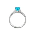 thumbnail image 4 of Blue Topaz 2.06 ctw Ring with Diamonds 14K White Gold Filigree Cathedral Princess, 4 of 7