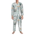 thumbnail image 3 of Fotbe Goose and Doodle Flowers Pattern Long Sleeve Pajama Set for Men,Sleepwear Set,2-piece Loungewear Set,Soft PJs Comfy Nightwear with Pockets-X-Large, 3 of 7