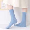 thumbnail image 6 of TZYDMN Womens Ankle Socks Super Soft Combed Cotton Mid-Calf Socks, Light Blue 3 Pairs, 6 of 6