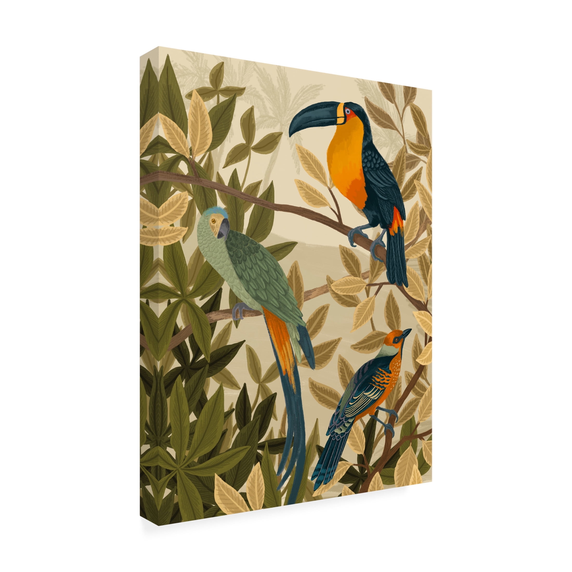 Trademark Fine Art Goed Blauw  Paradise Birds Canvas Wall Art