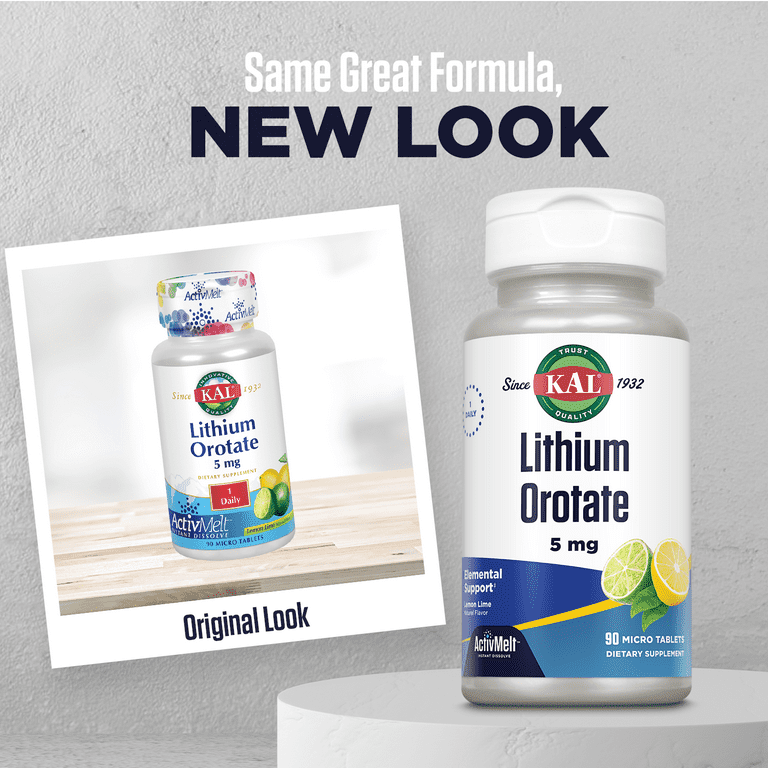 Kal Lithium Orotate ActivMelt, 5mg Chelated Trace Element