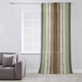 thumbnail image 3 of Sage Green Semi Sheer Curtains Drapes for Living Room, Bedroom, French Doors Window 84 Inches Long, Farmhouse Wood Grain Vintage Brown Striped Rod Pocket Chiffon Curtain Drapery Voile Drape Panel, 3 of 6