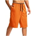 thumbnail image 2 of Men's Fitness Running Shorts Drawstring Elastic Waist Shorts Solid Zipper Pocket Beach Sports Shorts, 2 of 4