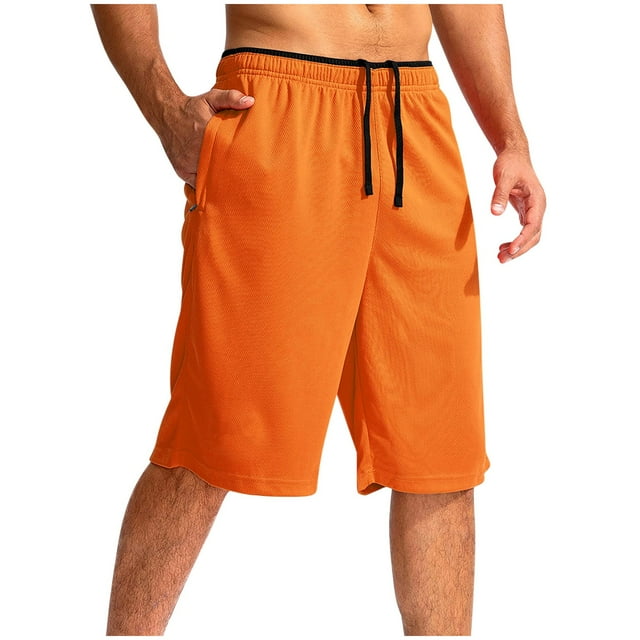 Mens Shorts, Men's 5-Inch Running Shorts with Zipper Pockets, Quick Dry Gym Shorts, Solid Color & Lightweight for Beach and Athletic Training