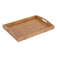 thumbnail image 1 of Serving Tray Bamboo - Wooden Tray with Handles Great For Dinner Trays, Tea E3C8, 1 of 8