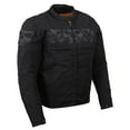 thumbnail image 1 of Milwaukee Leather MPM1730 Black Padded Textile Motorcycle Jacket for Men w/Reflective Skulls - All Season Motorcycle Jacket - Small, 1 of 4