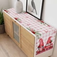 thumbnail image 4 of Red Gnomes Table Runner 70 Inches Long Farmhouse Dress Scarves, Valentine Roses Love Leaves Pink Plaid Dining Tablerunner for Coffee Table/Kitchen Island/Party Décor, 13" x 70", 4 of 8